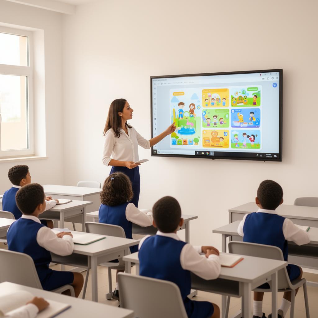 Salle de classe équipée d'un écran interactif