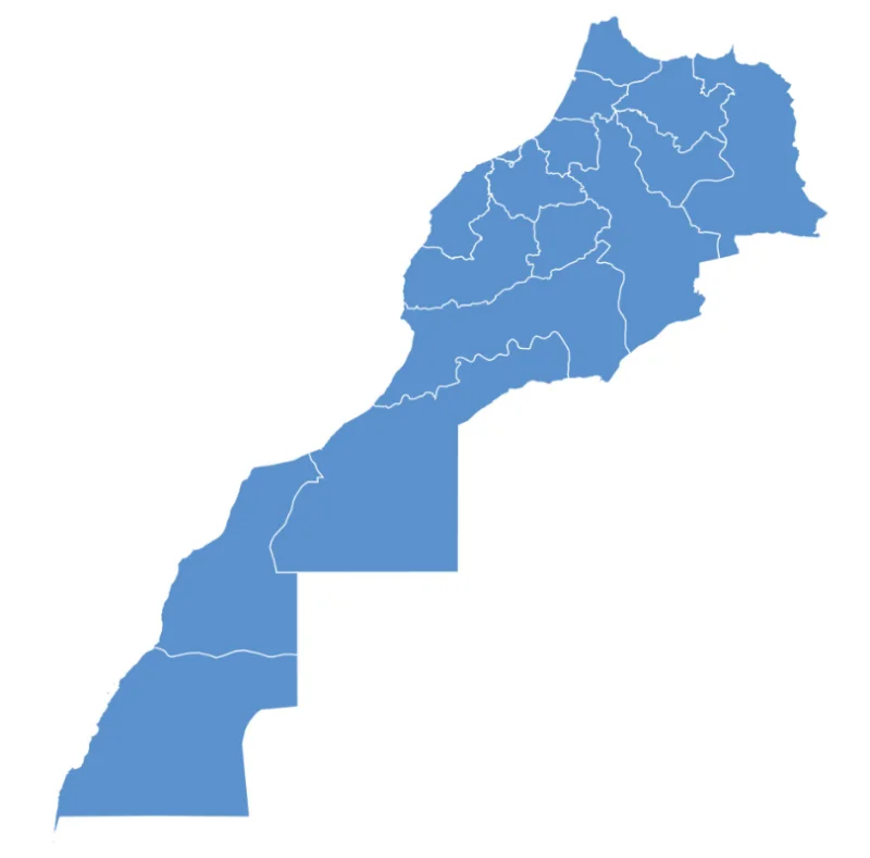 Carte du Maroc indiquant les villes couvertes par VDM.MA